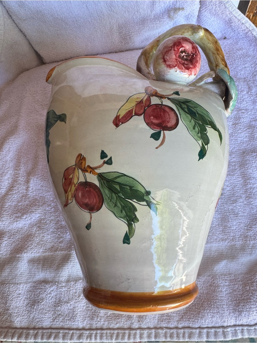 Franciscan Apple Pattern Hand-Painted Ceramic Pitcher